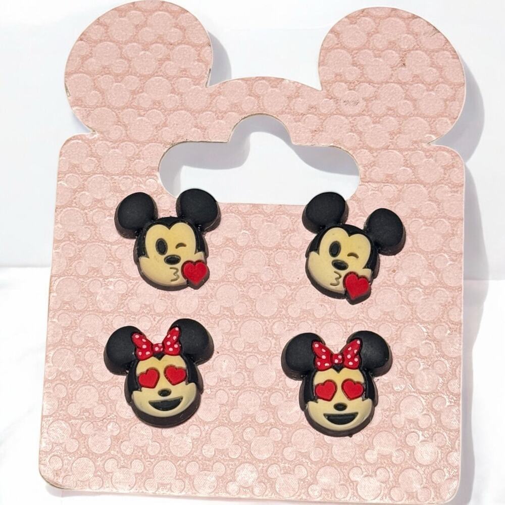 Disney 2 Pairs Mickey Minnie Earrings Authentic Original Silicone Rubber
